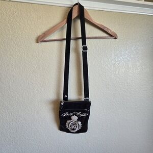 Cute Black Vintage Velour Y2K Juicy Couture Crossbody Bag Mini Purse